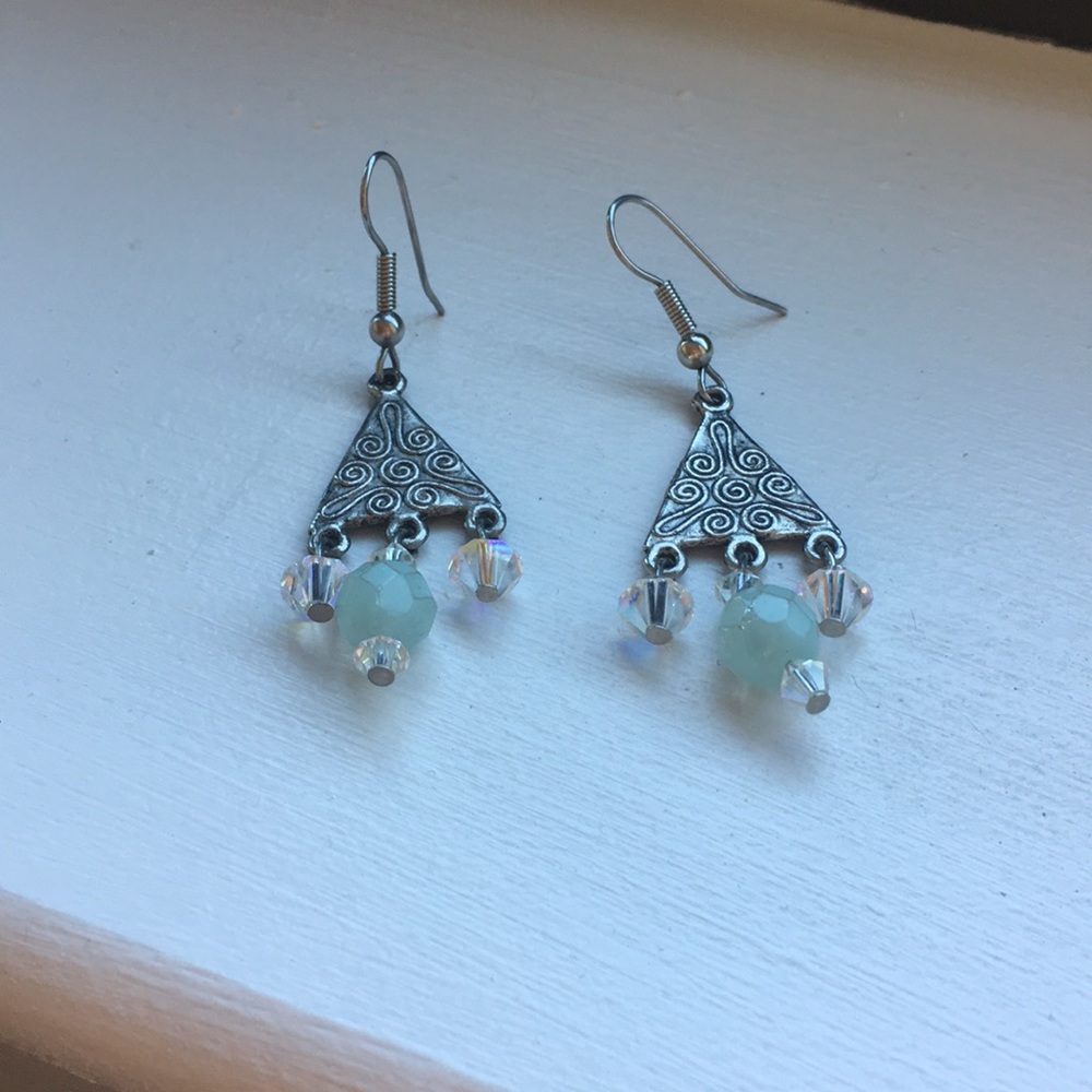 Blue Crystal Dangle Earrings